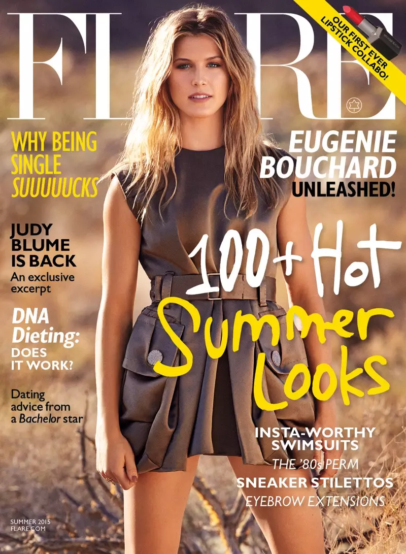 Eugenie Bouchard FLARE पत्रिकाको ग्रीष्म 2015 कभरमा अवतरण गर्दछ
