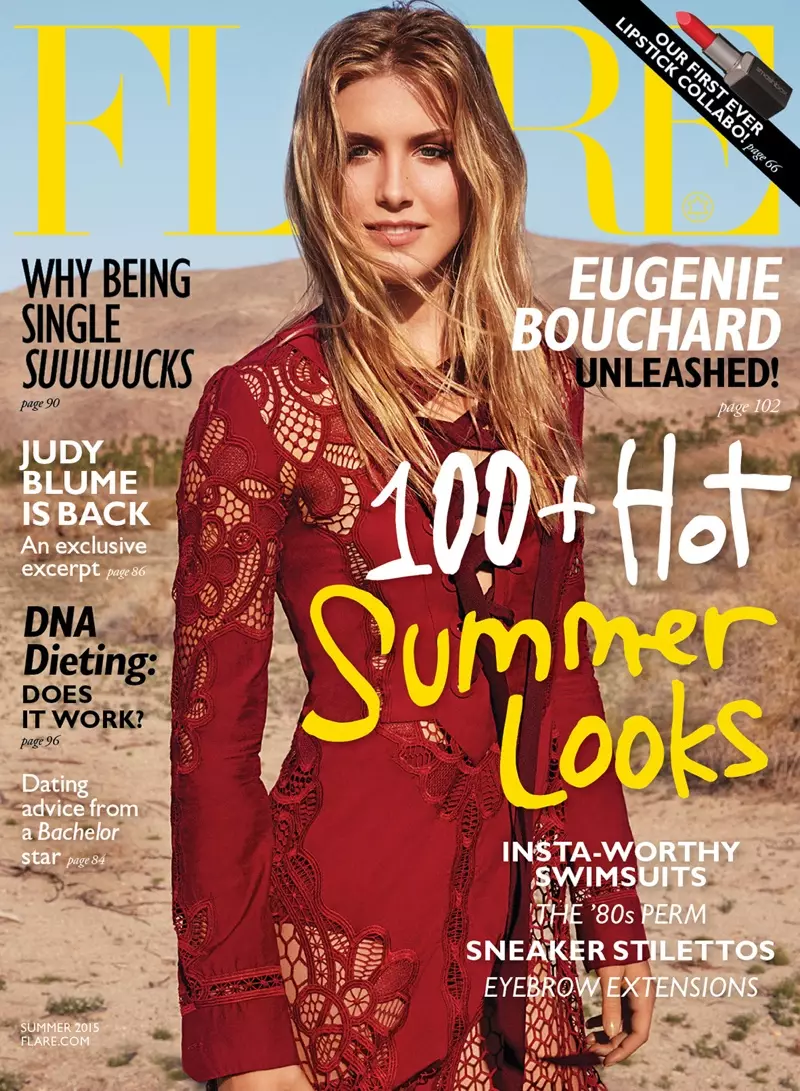 Eugenie Bouchard lander sommeren 2015-forsiden av FLARE Magazine