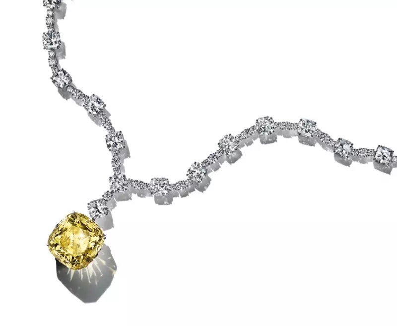 蒂芙尼钻石重达 128.54 克拉，这标志着它首次被佩戴在时尚活动中。
