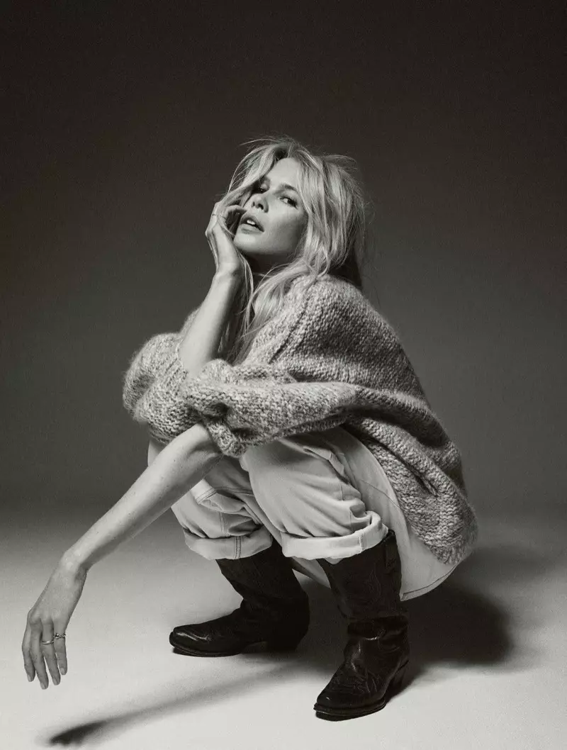 Claudia Schiffer Sports Casual Denim for Vogue Paris