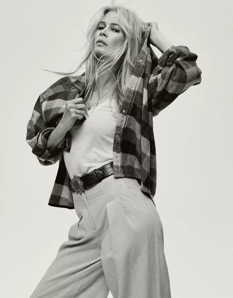 Claudia Schiffer Sports Casual Denim for Vogue Paris