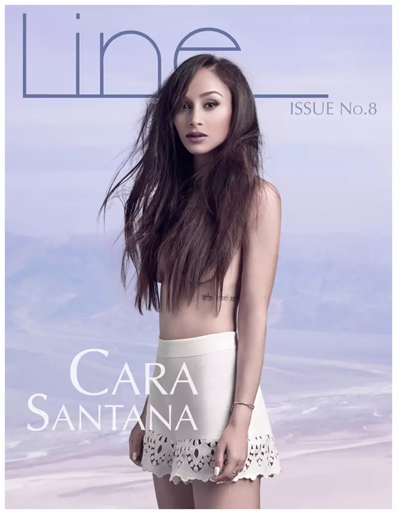 Žurnalo „Line“ viršelis yra „Cara Santana“ su viršutine puse