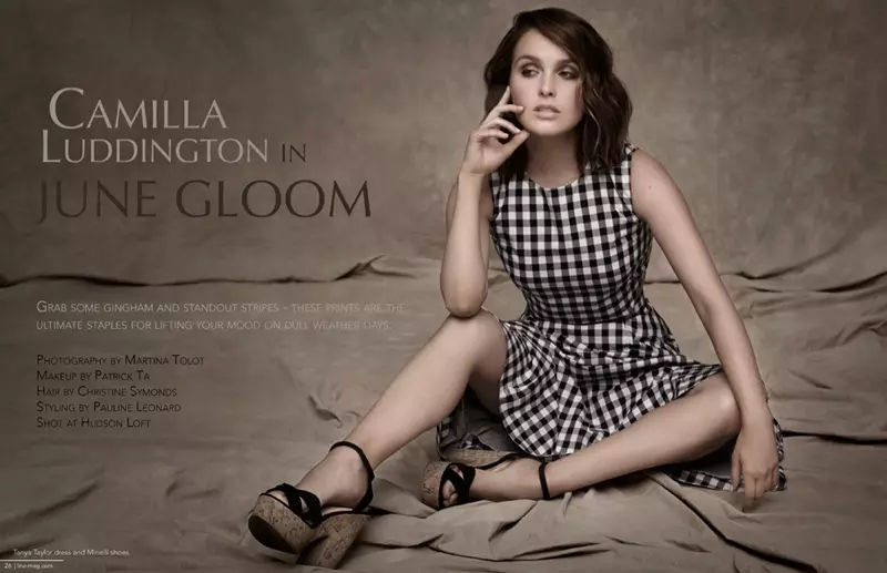 ดารา 'Grey's Anatomy' Camilla Luddington สวมลายทางสำหรับ Line Magazine