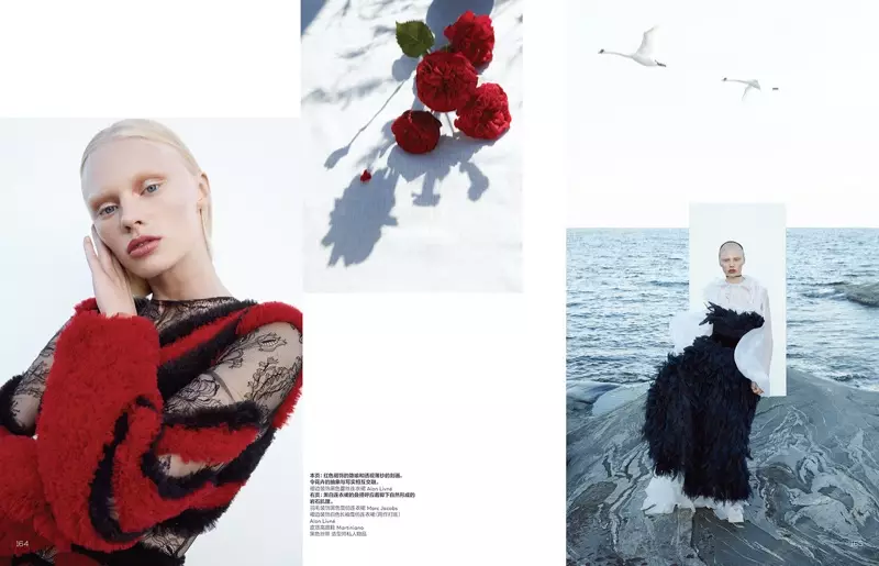 Vilma Sjöberg abbraccia look ultra romantici per Vogue China