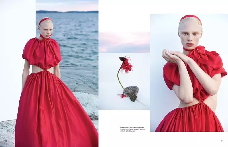 Vilma Sjöberg omarmt ultra-romantische looks voor Vogue China