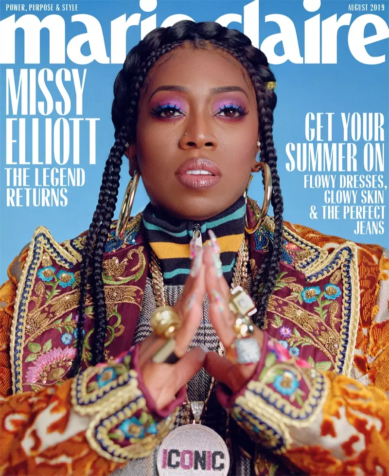 Marie Claire 미국 2019년 8월 표지의 Missy Elliott