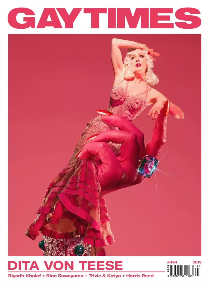 Dita Von Teese 在 Gay Times 2019 年 4 月的封面上