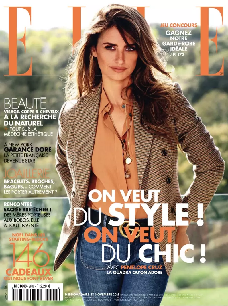 Penelope Cruz auf der Titelseite von ELLE France, 13. November 2015