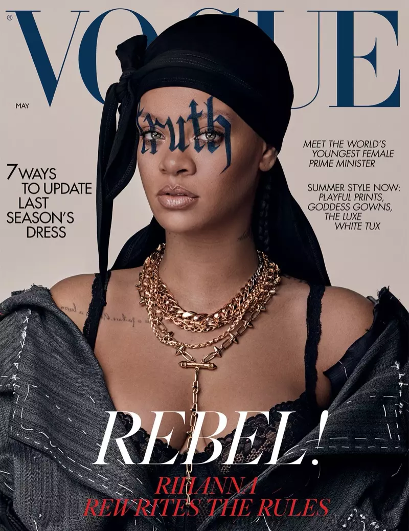 Il-kantanta Rihanna fuq il-qoxra ta' Vogue UK ta' Mejju 2020