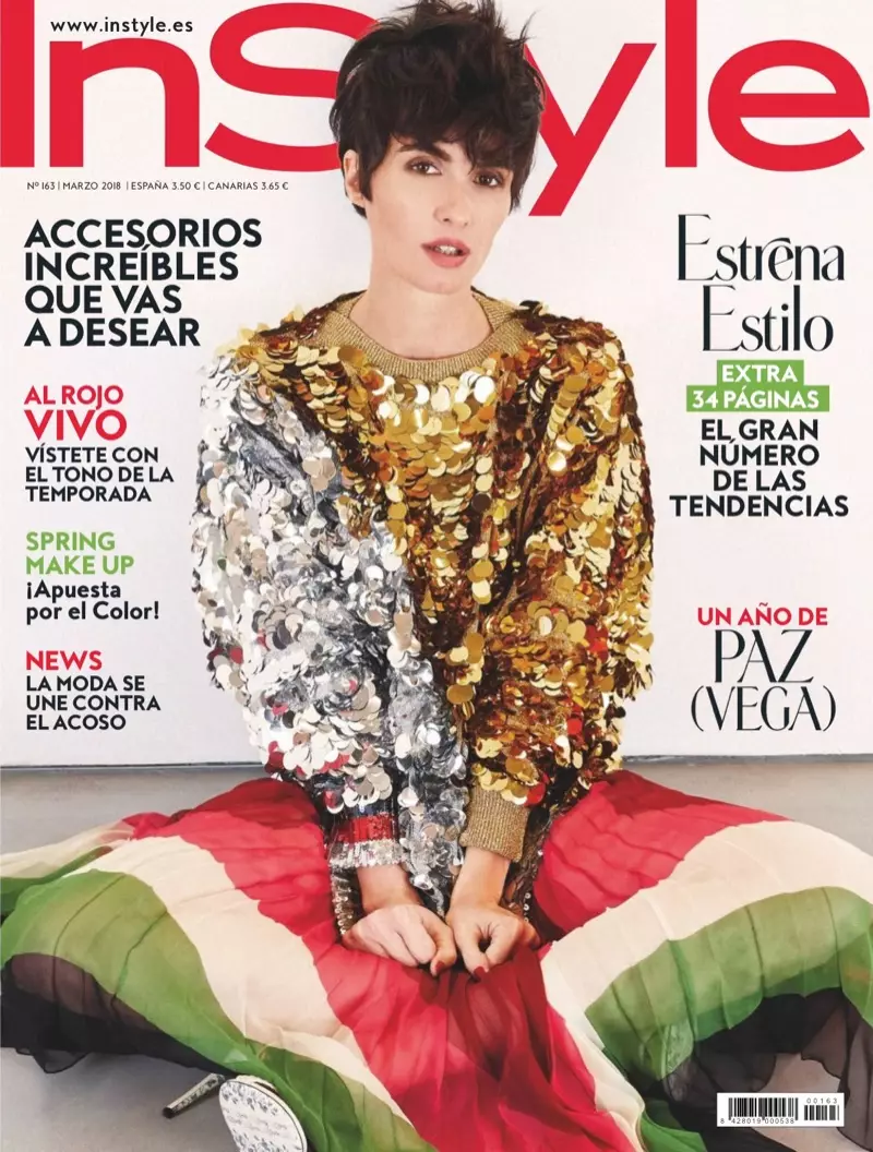 Paz Vega on InStyle Spanyol Maret 2018 panutup