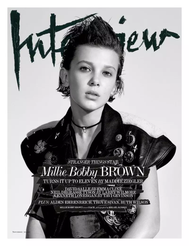 Millie Bobby Brown ka Makasine ea Puisano ea November 2016 Cover