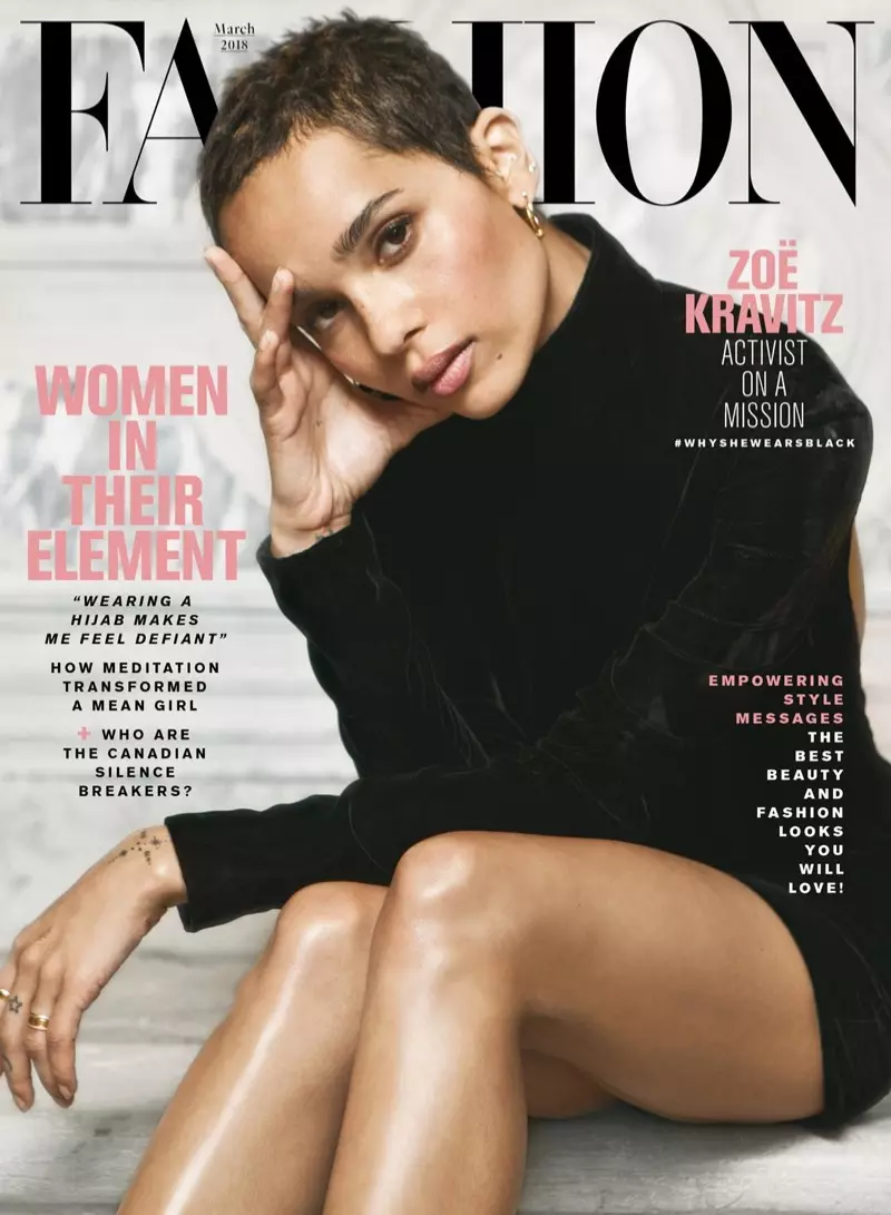 Zoe Kravitz na akwụkwọ akụkọ ejiji March 2018 mkpuchi