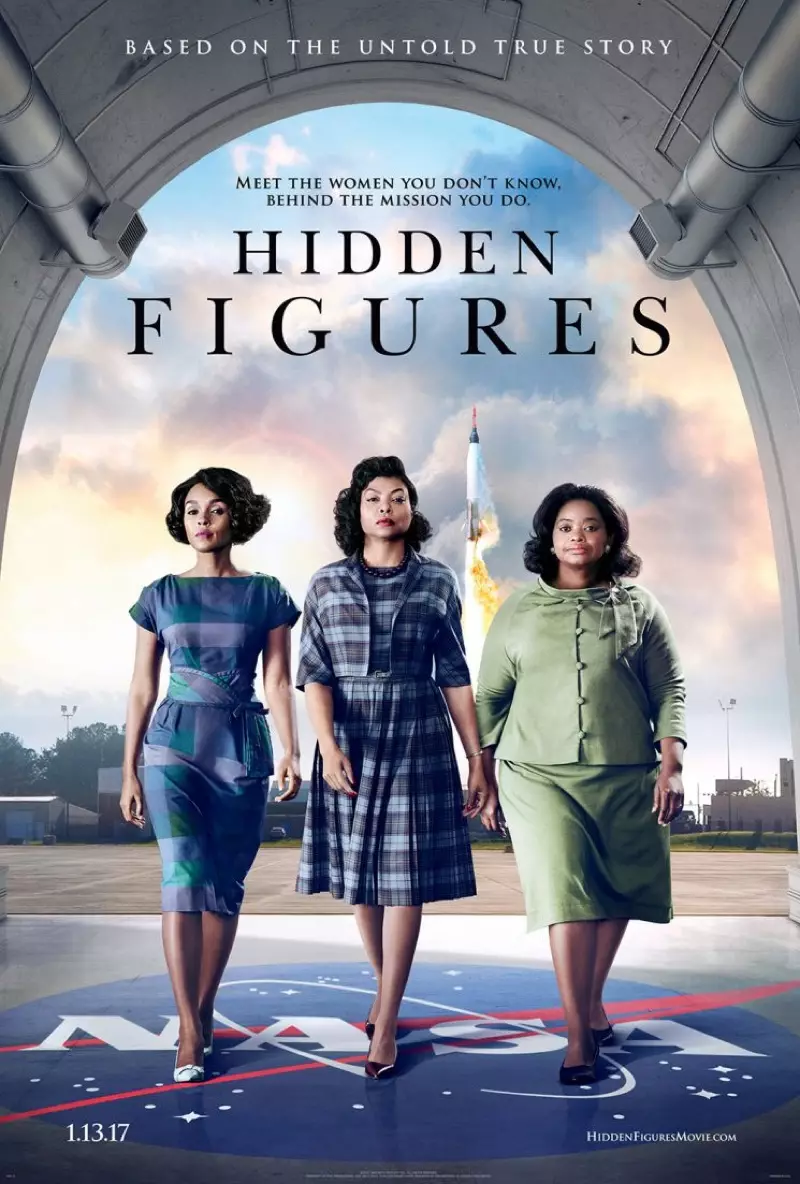 Janelle Monae, Taraji P Henson a Octavia Spencer na plakátu Hidden Figures