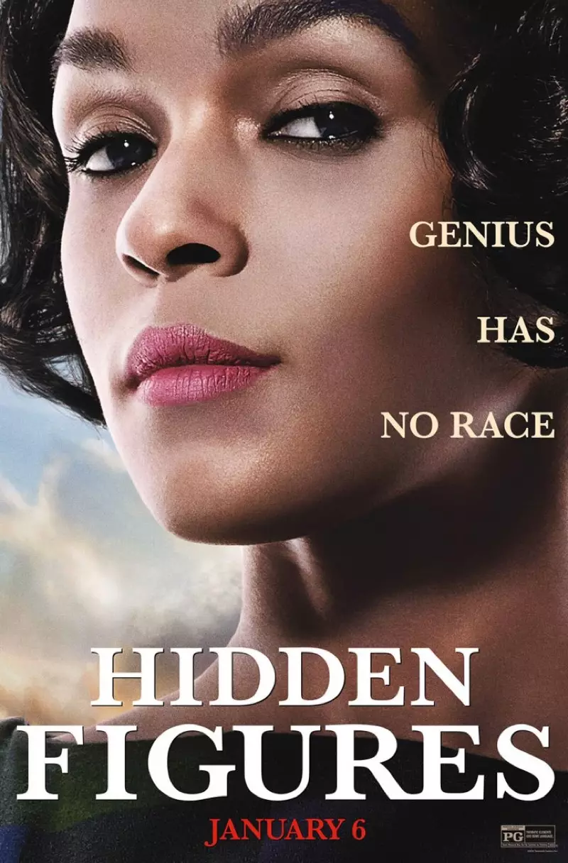 Janelle Monae 在 Hidden Figures 电影海报上