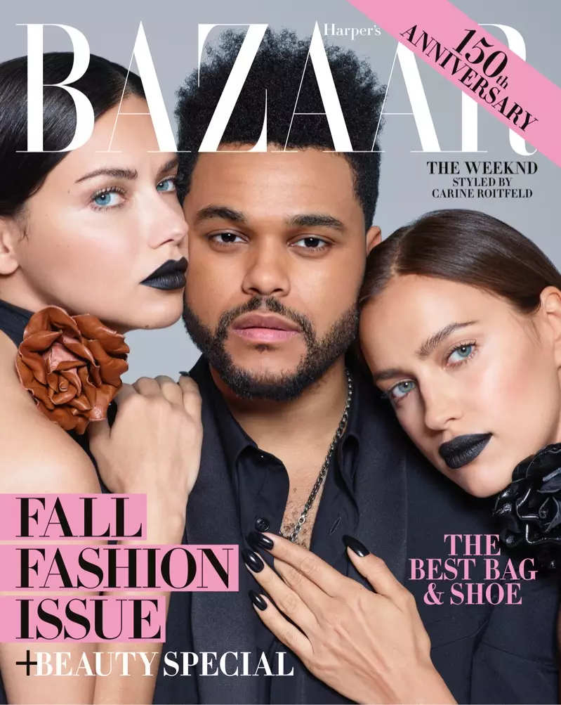 Adriana Lima, The Weeknd da Irina Shayk akan Harper's Bazaar Satumba 2017 Cover