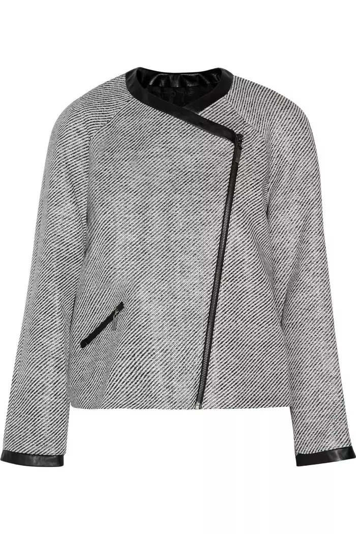 Karl Lagerfeld Isa Faux Leather Voatetika Raffia Jacket