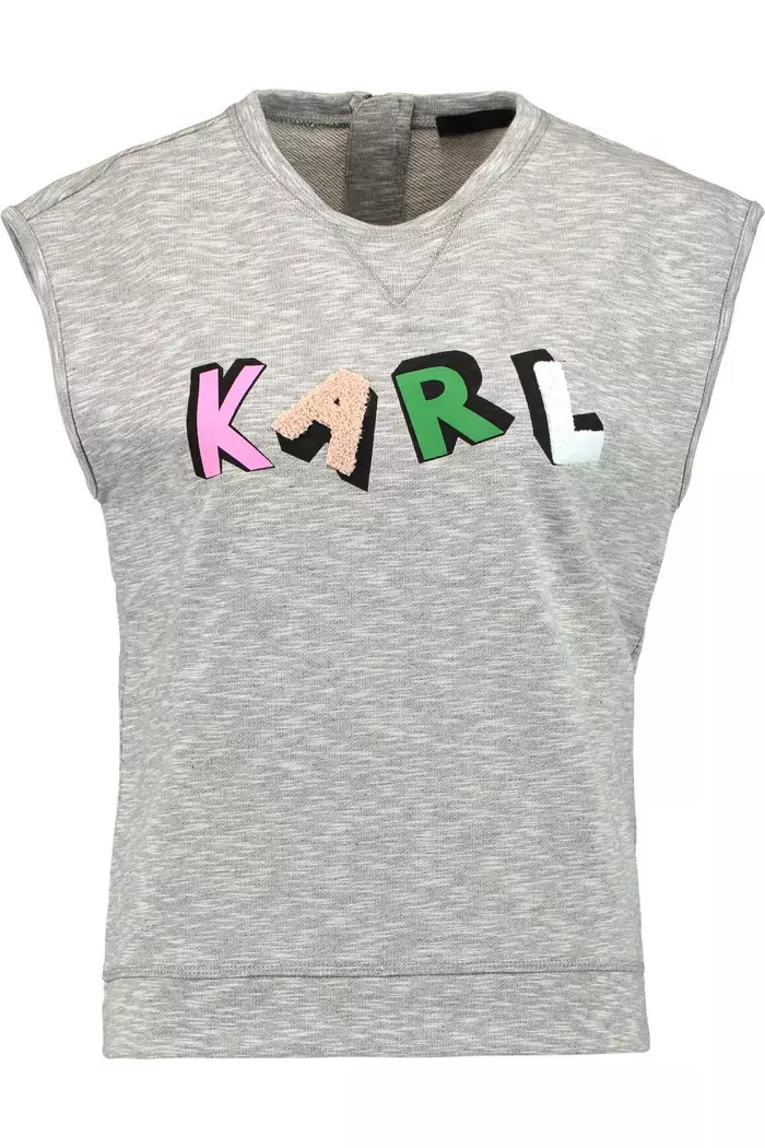 Karl Lagerfeld Malu Appliquéd Koton Top