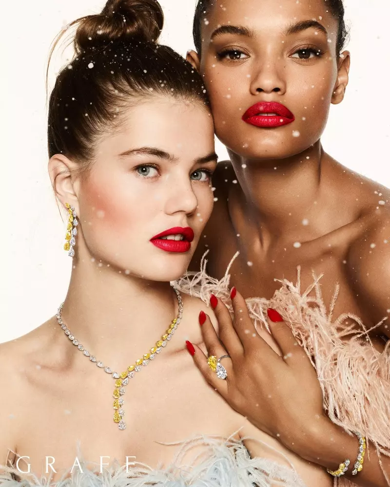 Model Lameka Fox dan Myrthe Bolt depan kampanye Graff Diamonds Natal 2019