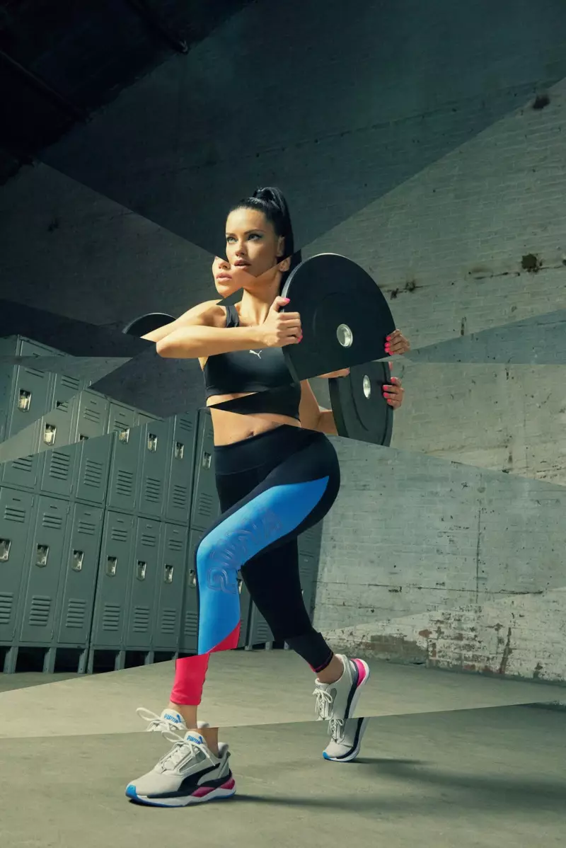 Adriana Lima laver et udfald i PUMA LQD CELL Shatter XT Shift sneaker-kampagne