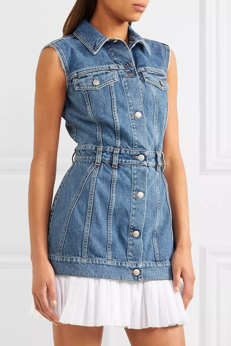 Alexander McQueen Cotton Poplin-Yakagadzirwa Denim Mini Dress $1,995