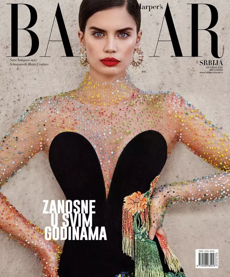 Redakce obálky módy Sara Sampaio Harper’s Bazaar Serbia 2019