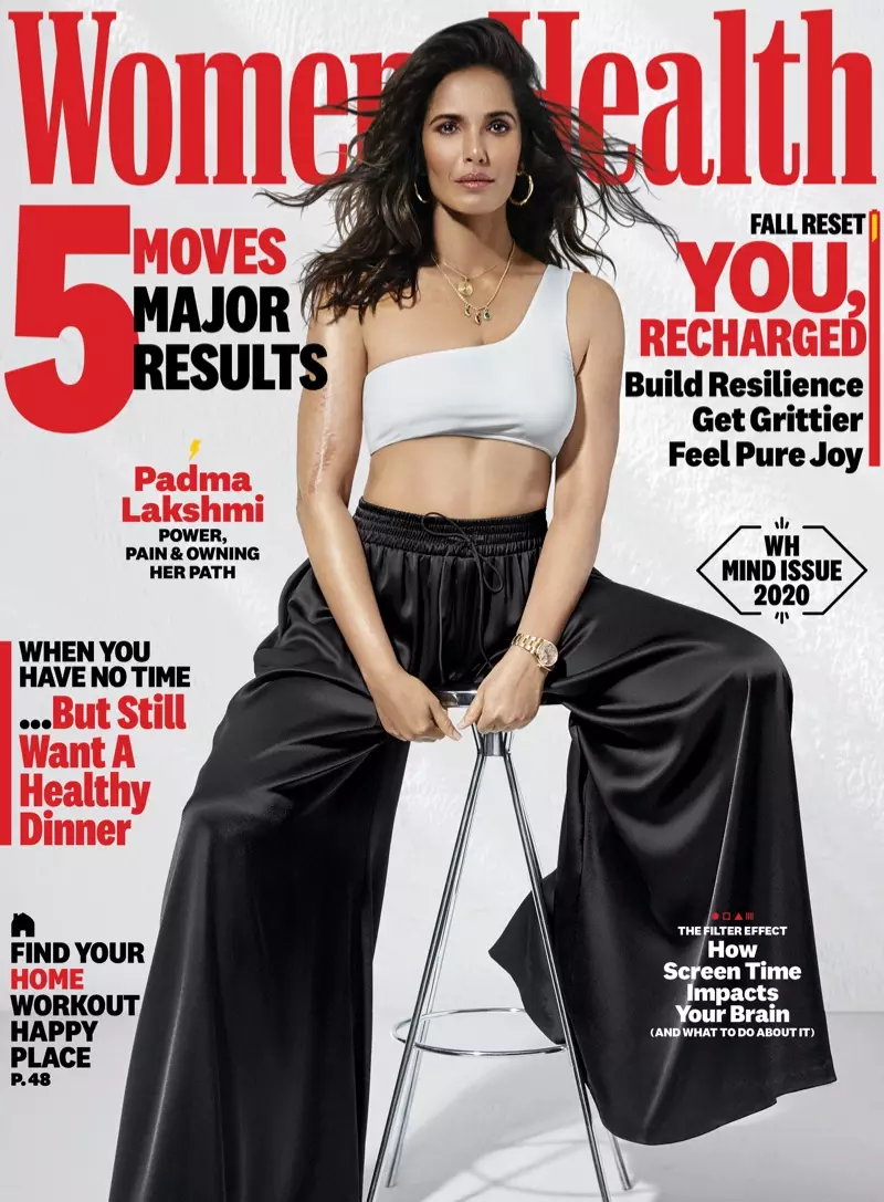 Padma Lakshmi na capa de setembro de 2020 da Saúde da Mulher.