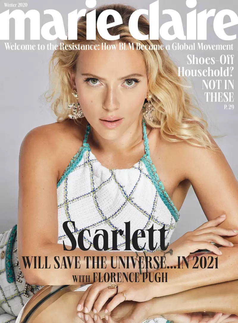 Scarlett Johansson op Marie Claire US Winter 2020 Cover.