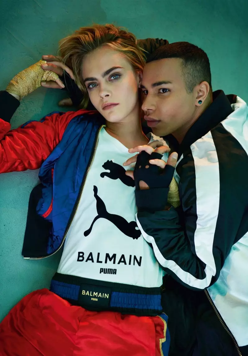 Kara Delewingne we Oliwier Rousting PUMA x Balmain kampaniýasyna gatnaşýarlar