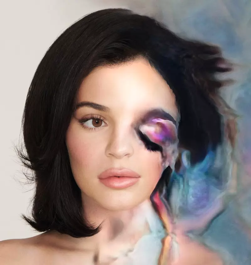 Mae Kylie Jenner yn gwisgo edrychiadau harddwch digidol a grëwyd gan raglen AI Beauty_GAN