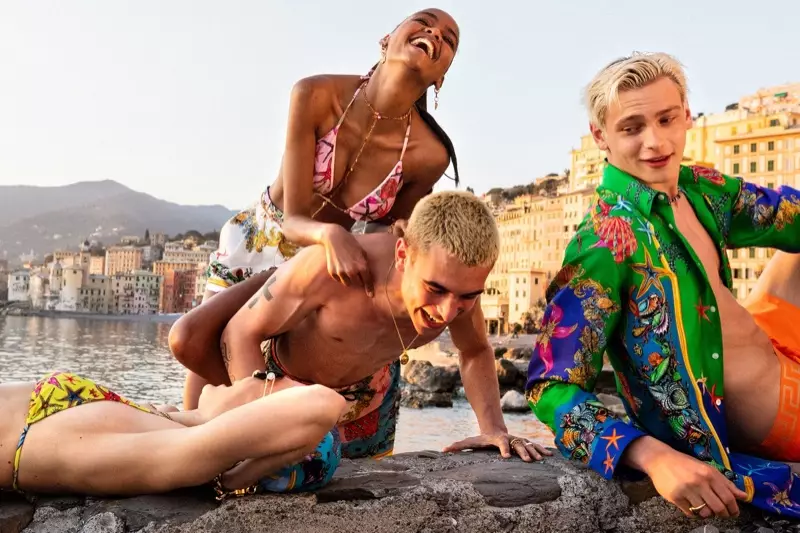 Ose ata mai Versace's La Vacanza beachwear campaign.