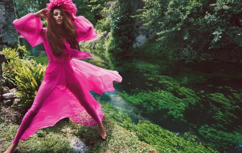 Anja Rubik Stuns Outdoors in Haute Couture Looks for Vogue Paris