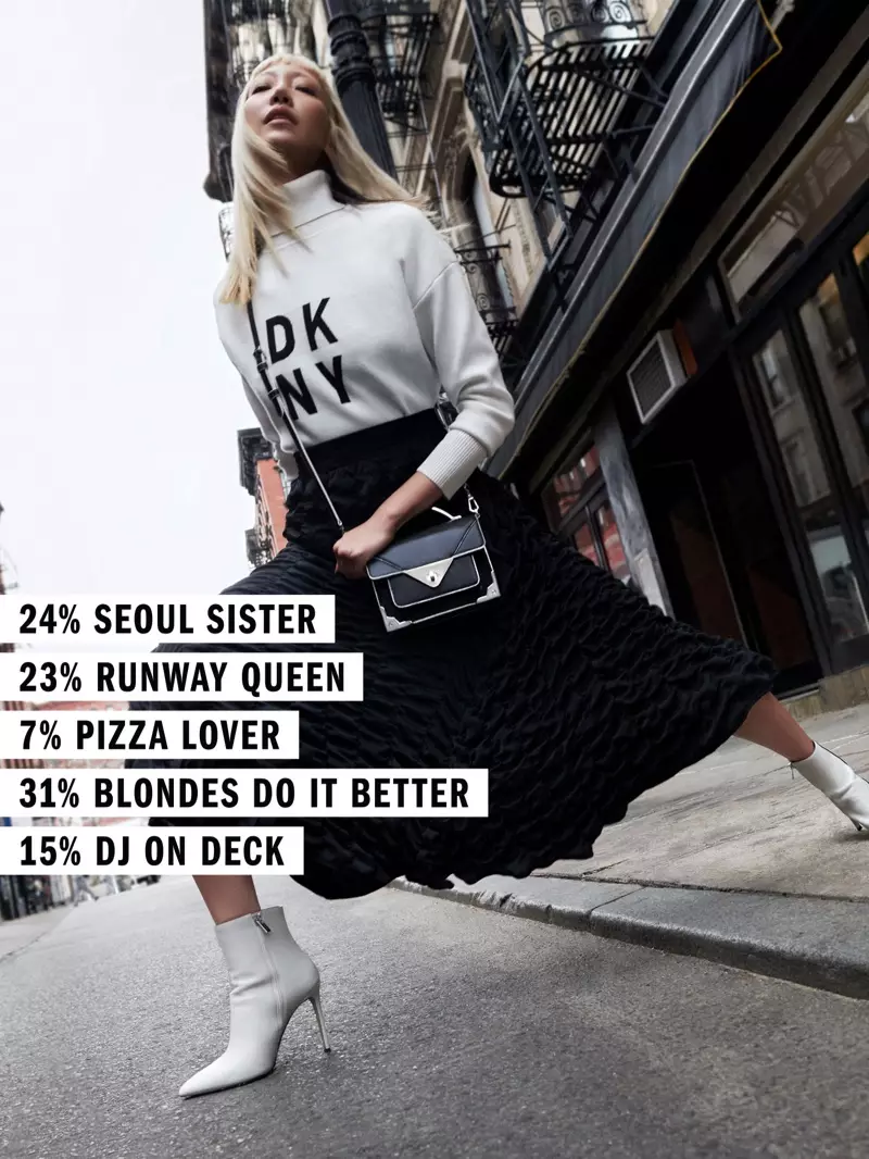 So Joo باغچىسى DKNY نىڭ 2018-يىللىق كۈز-قىشلىق پائالىيىتى ئۈچۈن كوچىلارغا چىقتى