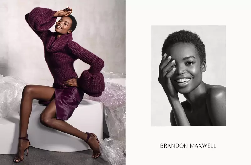 Maria Borges è tutta sorridente nella campagna autunno inverno 2017 di Brandon Maxwell