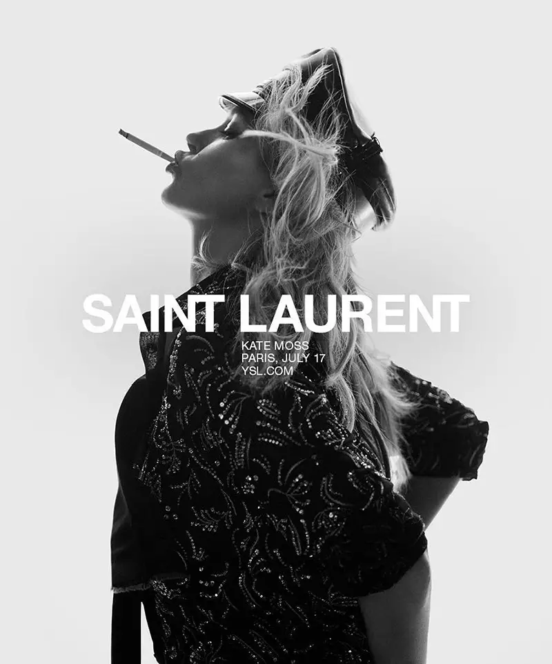 Kate Moss poseert met een sigaret en presenteert Saint Laurents lente-campagne van 2018