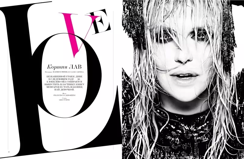 Courtney Love poserer for Francesco Carrozzini i interview Rusland Cover Shoot