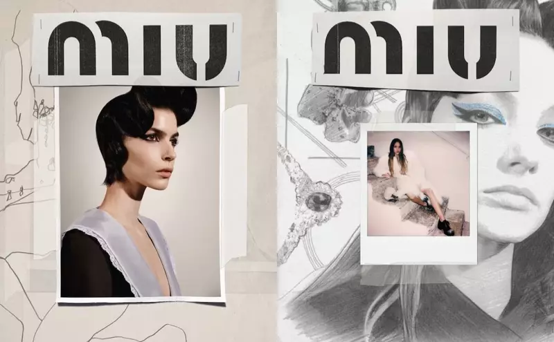 Elisa Mitrofan e Lila Moss posam para a campanha outono-inverno 2020 da Miu Miu.