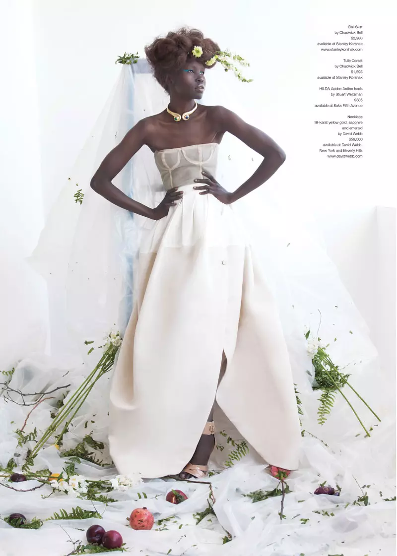 Alek Wek er Romantic in Flora for As If Magazine