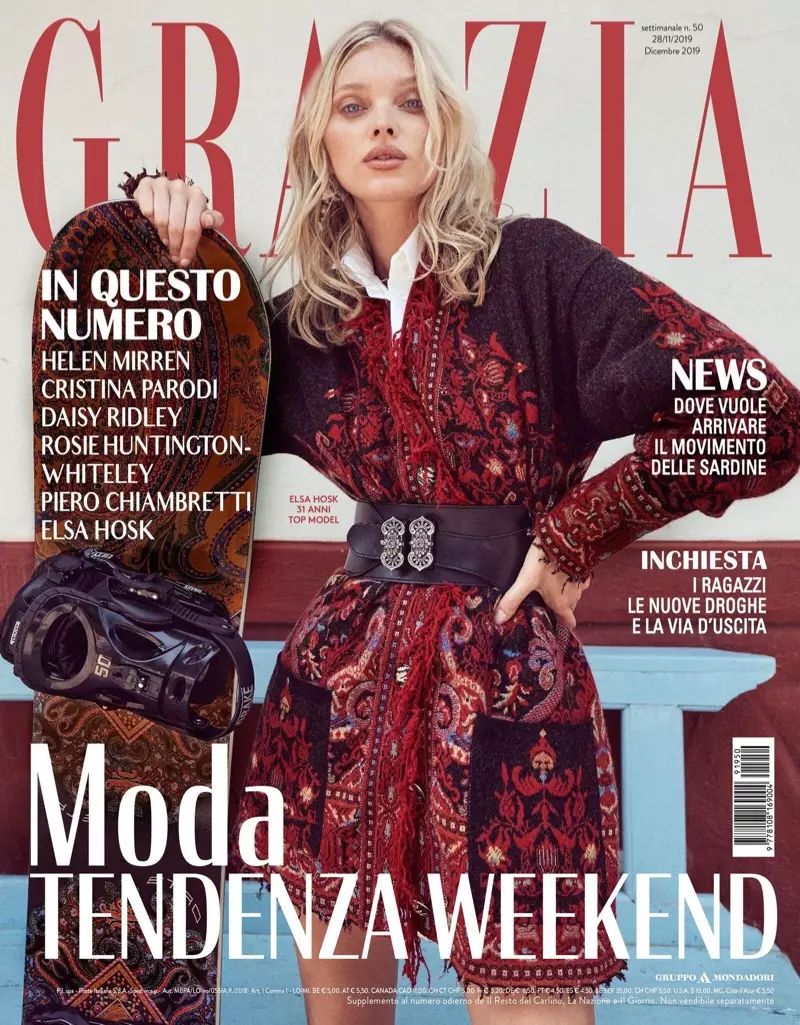 Elsa Hosk Sim Ntawm Luxe Knitwear rau Grazia Ltalis