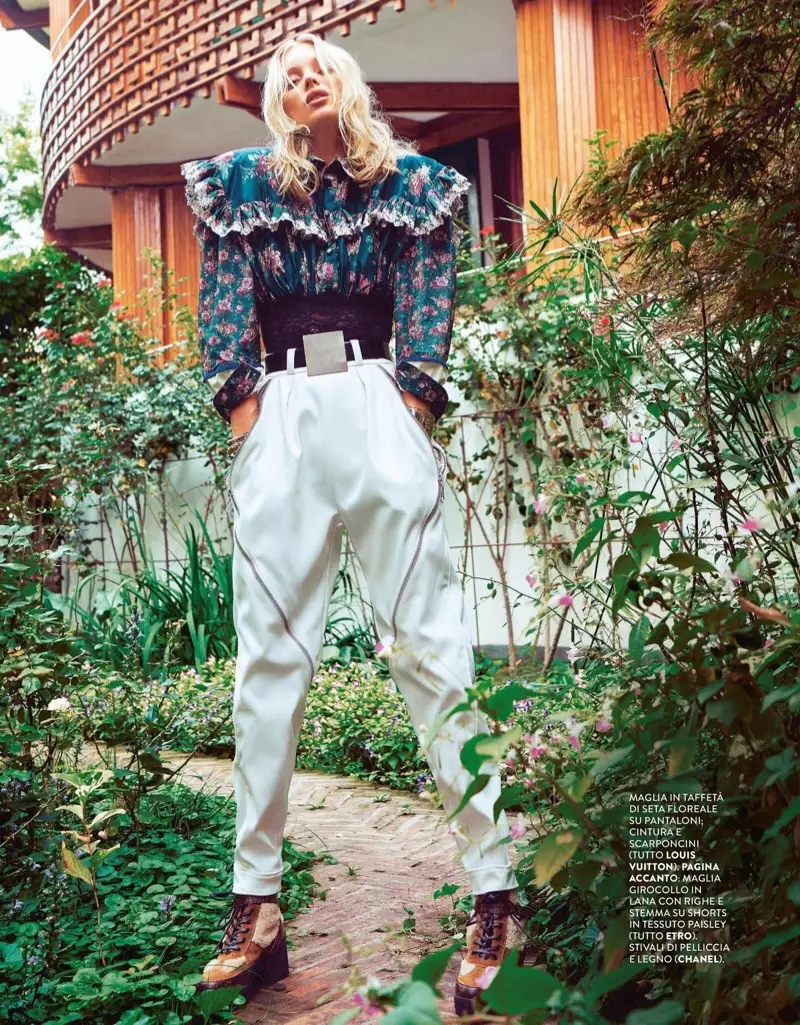 Elsa Hosk Provas Luxe Knitwear por Grazia Italio