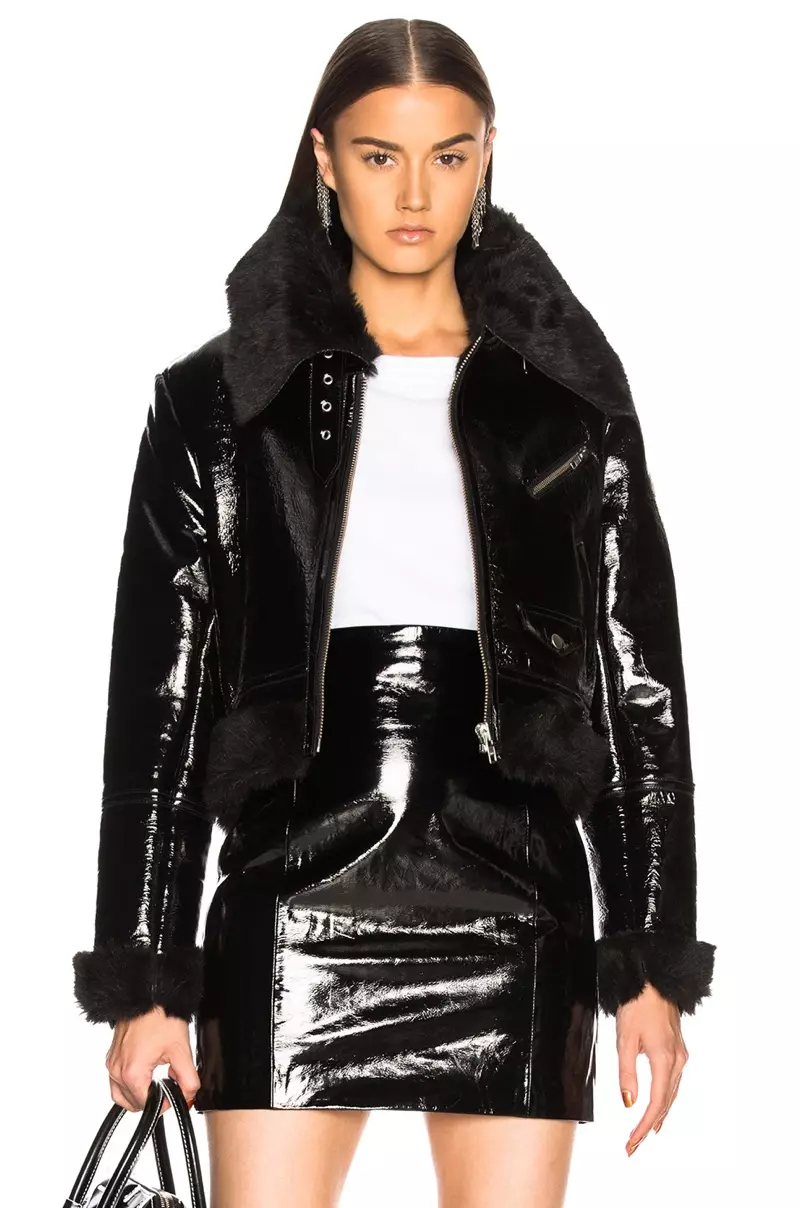 Palmer Girls Miss Sixty Patent Leather နှင့် Faux Fur Jacket $835