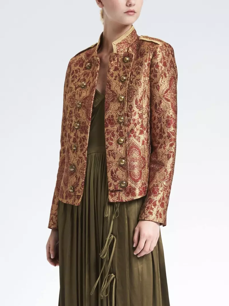 Banana Republic x Olivia Palermo Brocade เสื้อทหาร $348