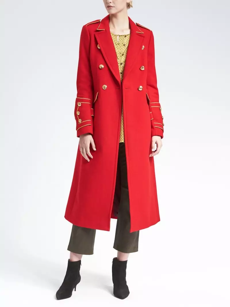 Banana Republic x Olivia Palermo Dlouhý vojenský kabát $ 398