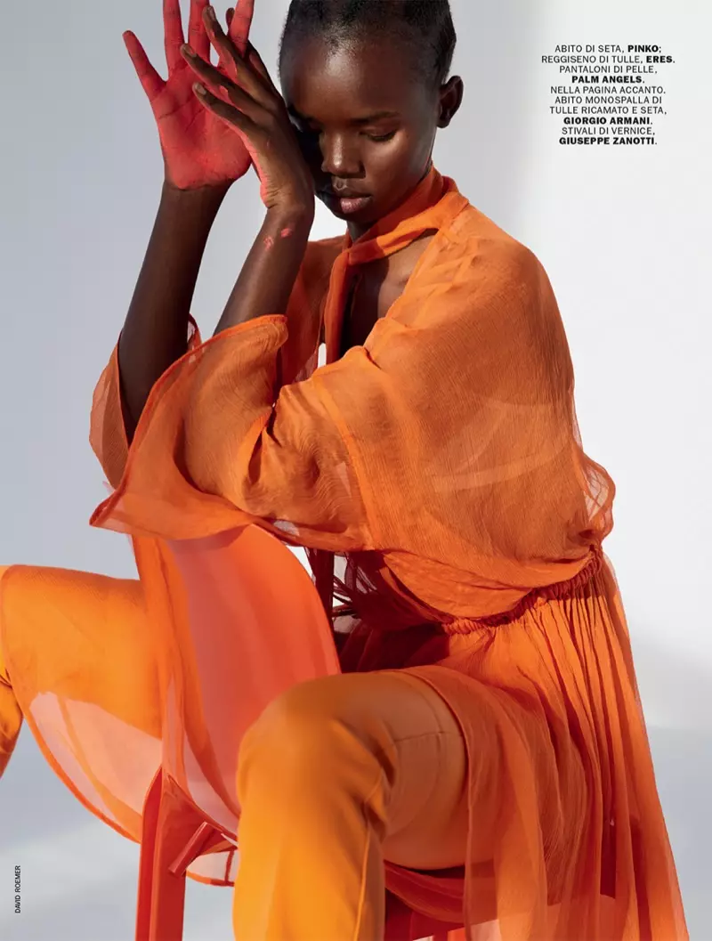 Akiima Poses in Vibrant Fashions for Marie Claire Italy