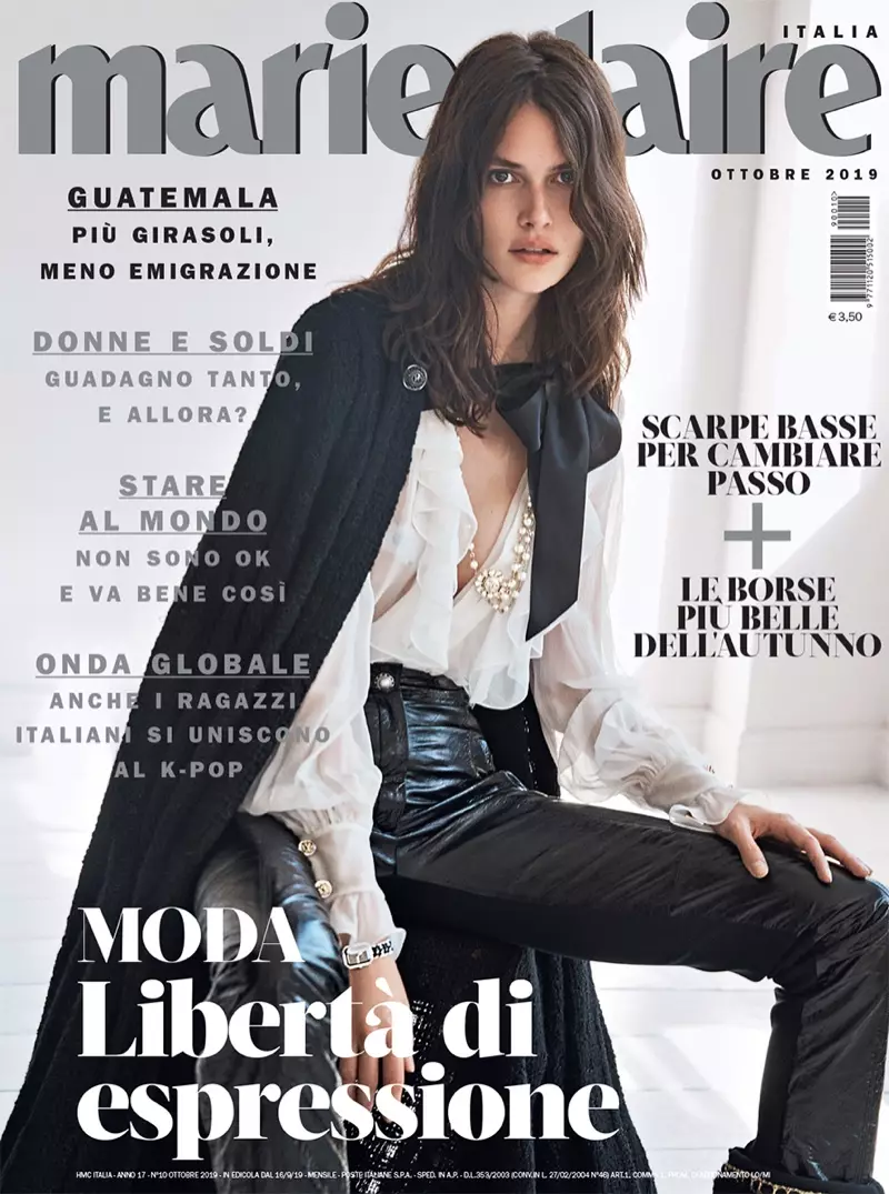 Vanessa Moody pose dans les looks de la nouvelle saison pour Marie Claire Italie