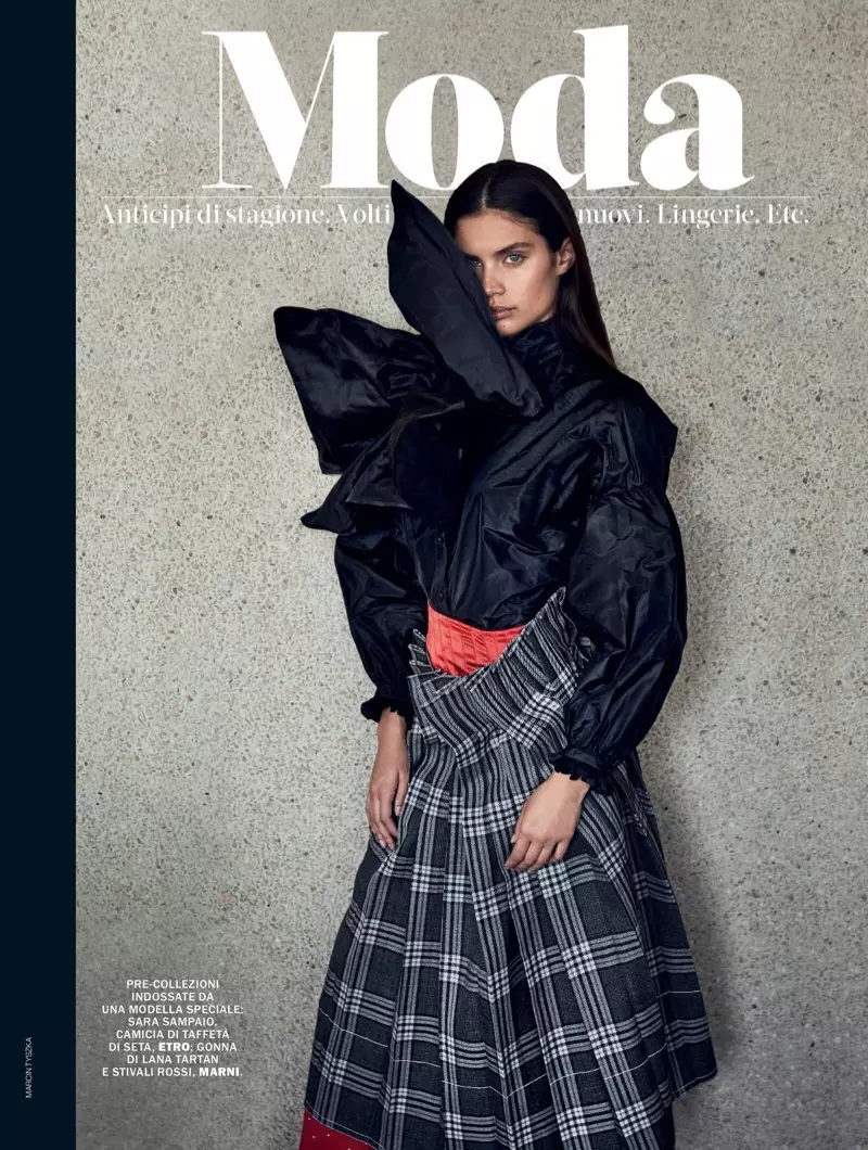 Sara Sampaio poséiert an der Pre-Fall Moud fir Marie Claire Italien