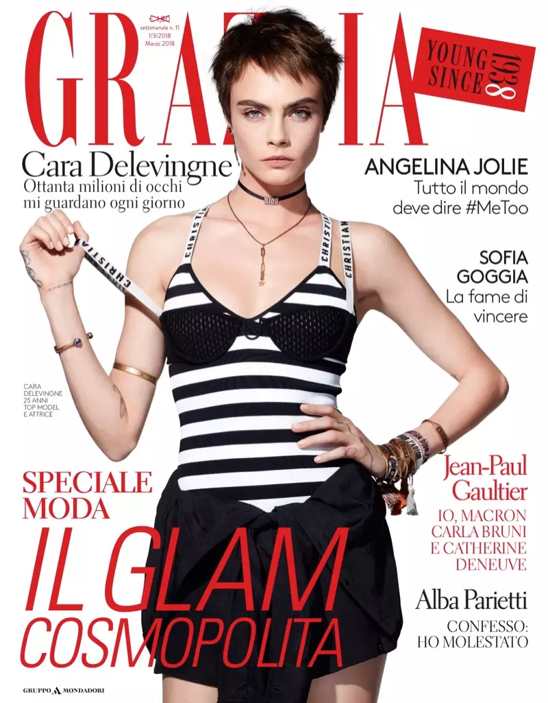 Cara Delevingne on Grazia Italy 2018년 3월 1일 표지