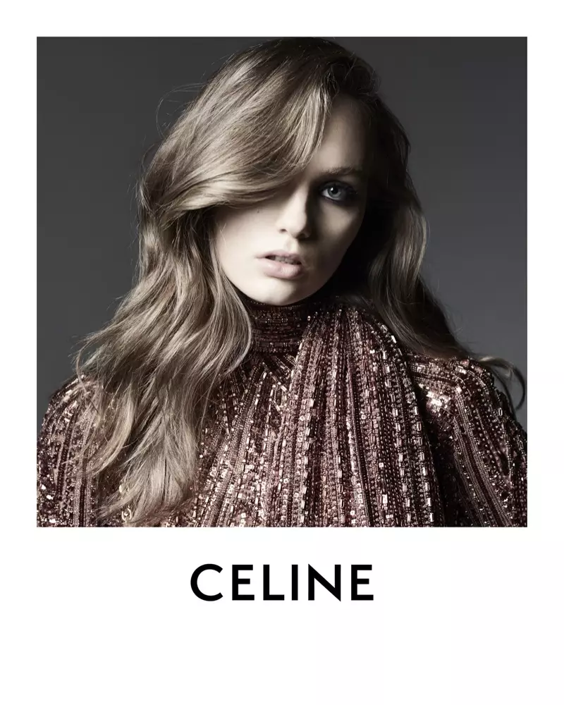 Fran Summers, que brilla con lentejuelas, encabeza la campaña de invierno 2020 de Celine, parte 2.