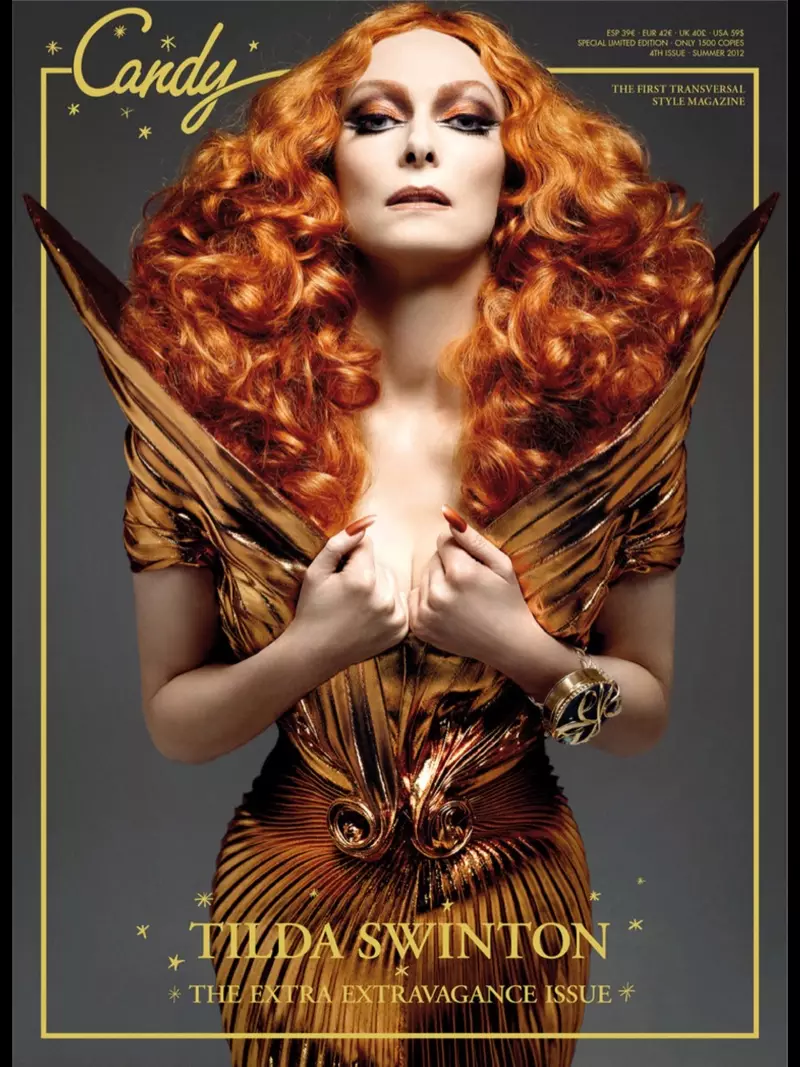 Tilda Swinton သည် Candy မဂ္ဂဇင်းအတွက် Xevi Muntané မှဓာတ်ပုံရိုက်သည်။