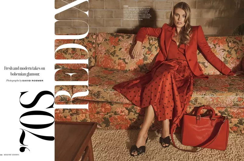 Madison Headrick Channels 1970's Fashion for Bergdorf Goodman