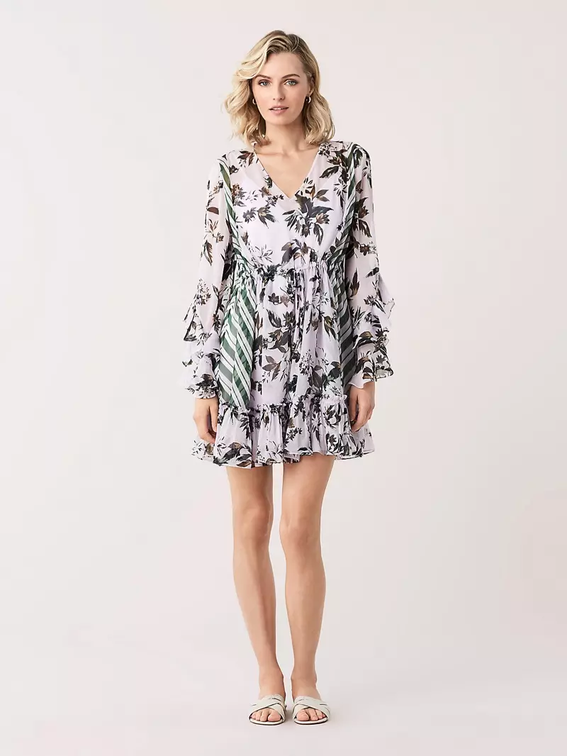 Rochie mini din șifon cu volane DVF Harlow 548 USD